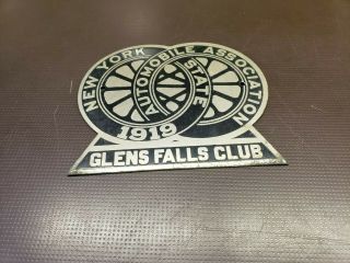 Antique York Auto Club Car Badge Glens Falls Club 1919