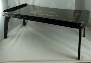 Gorgeous Vintage Folding Wooden Bed Tray Lap Tray With Oriental Design