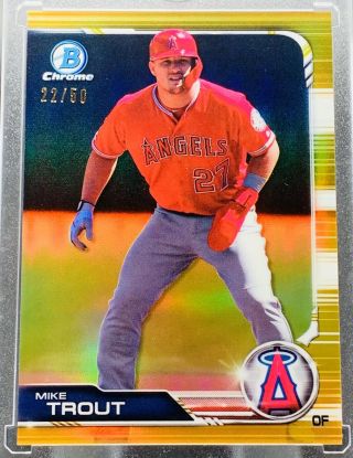 Mike Trout 2019 Bowman Chrome Gold Refractor /50 Angels Rare