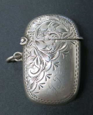 Antique British Sterling Silver Vesta Case By Robert Pringle,  Chester C.  1901