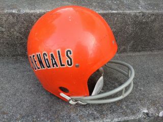 Vtg 70s Cincinnati Bengals Nfl Rawlings Hnfl Helmet 87 Large,  Chin Strap Rare