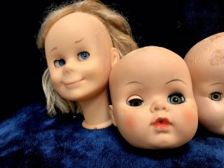 8 XL Vintage Creepy Baby Doll Heads Halloween Open/close Eyes 5.  5 - 6.  5” 3