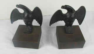 Pair Antique Cast Iron Eagles Roof Element Bookends Patent 1800 
