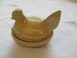 Vintage Yellow Ware Pottery Hen On Nest Pv2319 Pottery Stoneware Dish