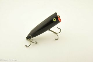 Vintage Heddon Chugger Spook 9520 B Antique Fishing Lure Solid Black Bs3