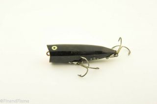 Vintage Heddon Chugger Spook 9520 B Antique Fishing Lure Solid Black BS3 2