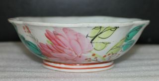 A C19th 7 " Chinese Peranakan Nyonya Strait Wide Mouth Flora High Footed Bowl B