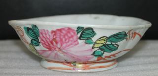 A C19th 7 " Chinese Peranakan Nyonya Strait Flora Wide Mouth High Footed Bowl C