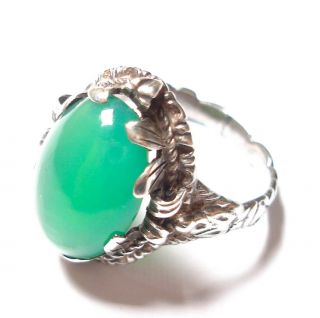 ANTIQUE SILVER AND CHRYSOPRASE ARTS AND CRAFTS RING 2