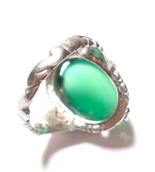 ANTIQUE SILVER AND CHRYSOPRASE ARTS AND CRAFTS RING 3