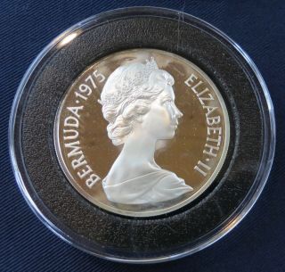 1975 Bermuda 25 Dollar Rare Silver Proof Coin,  Royal Visit of 16 February 1975 3