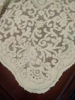 Vintage Quaker Lace Tablecloth Picot Loops Condion Ecru