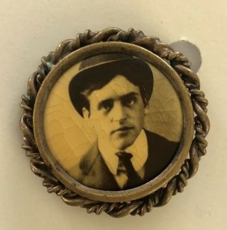 Antique Victorian Portrait Photo Button Pin Pinback Vintage