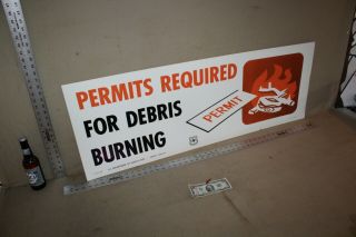 Rare Vintage Us Forest Dept.  Permits Required For Debris Burning Sign Camping 66
