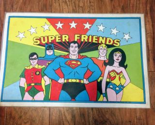 Rare Vintage 1976 Friends Placemat Batman,  Wonder Woman,  Aquaman
