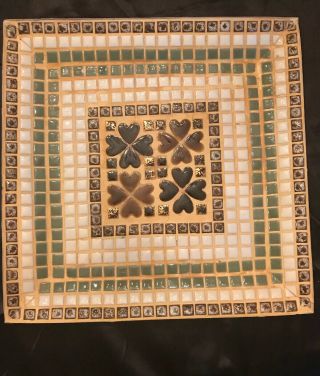 Vintage Mcm Mosaic Tile Tray Dish Mid Century Modern Large 11.  5” Square