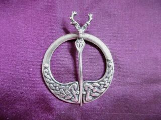 Antique Arts & Crafts Scottish Sterling Silver Kilt Pin Brooch Glasgow 1948