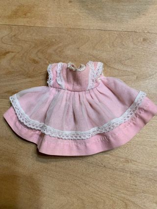Pretty Vintage Untagged Pink Dress W/ White Attached Apron For Ginny Size