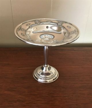 Vintage Wallace Sterling Silver " Rose Point " Compote 4640 - 09 - 6 - 1/8 " Tall