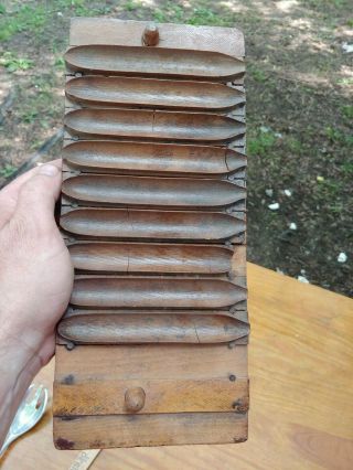 Antique Vintage Wooden 10 Cavity Cigar Mold Tobacco Press Oak Primitive Piece
