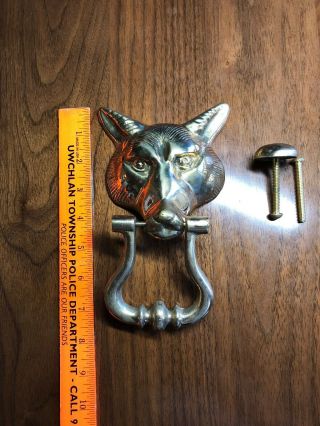 Vintage Large Brass Fox Head Door Knocker
