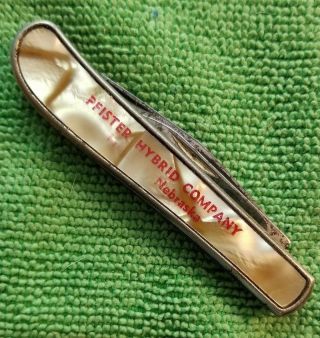 Rare Vintage Pfister Hybrids Mop Pearl Handle Pocket Knife 2 Blade Colonial Ri