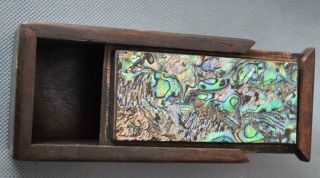 Collectable Handwork Boxwood Inlay Conch Carve Auspicious Old Lucky Jewelry Box