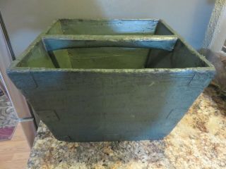 Antique Aafa Primitive Wood Tote Berry Box Tool Carrier Caddy Old Blue Paint