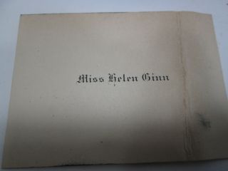 Vintage Brass or Copper Call Card Printing Plate - Miss Helen Ginn 2