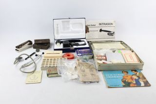 16 X Vintage Medical Equipment Inc First Aid Kit,  Dental Mirror,  Stethoscope Etc