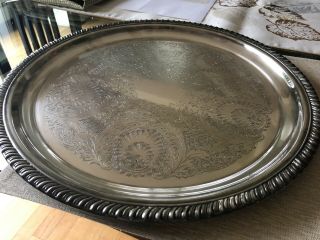 Vintage - Eton Round Silver Plated Serving Tray Large - 16 "