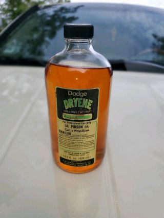 Antique Dodge Dryene Embalming Fluid Bottle Orig Label