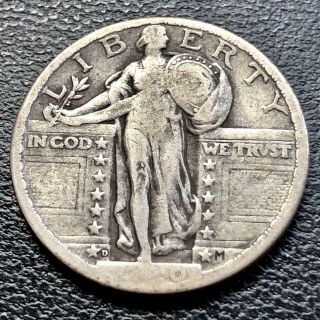 1920 D Standing Liberty Quarter 25c Rare Circulated 7717