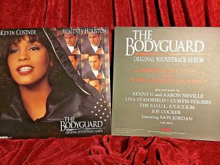 Rare Whitney Houston " The Bodyguard " Promotional Poster/flat 1992 Kevin Costner