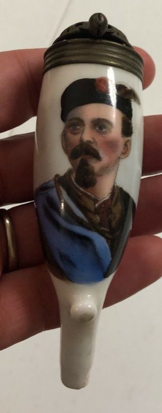 Antique German Hand Painted Pipe Bowl Porcelain W/ Portrait Of Doctor