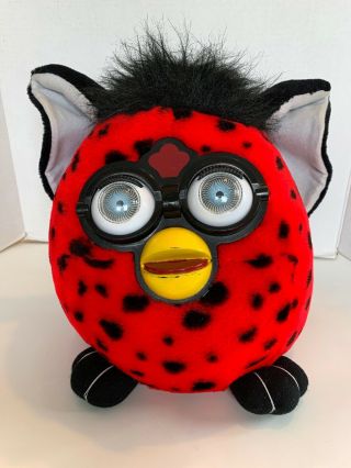 12” Tiger Furby Stuffed Toy Red W/ Black Spots Strawberry 1999 Nanco “rare”