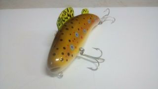 Vintage Antique Ice Fishing Decoy By Paul Mcneal With Hooks,  A Color.