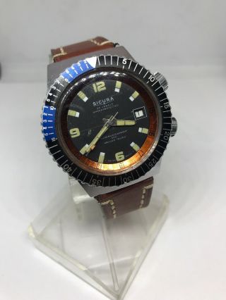 Rare Vintage Sicura By Breitling 400 Vacuum Mechanical Diving Watch F106