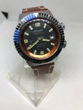 Rare vintage sicura by breitling 400 vacuum Mechanical diving watch F106 2