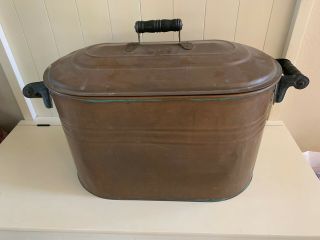 Vintage Antique Copper Boiler Washtub With Lid