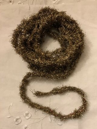 Victorian Christmas Antique Tinsel Garland Silver 1/2” Wide 124” Long On String