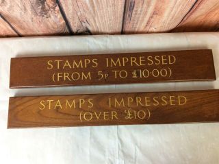 Vintage Pair Gold Lettering & Wooden Hand Painted Signs 1970 