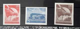 Very Rare Yugoslavia 1949 Upu Imperf.  Not Issued Set Mi.  578 - 580 Mh