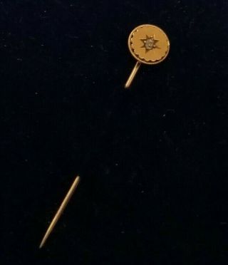 Antique 15ct Gold And Diamond Stick Pin - 1.  7 Gms