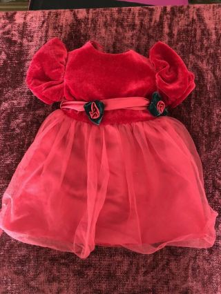 My Twinn Outfit For 23 " Doll - Red Dress With Roses.  Retired,  Rare,  Htf
