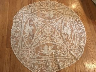 Vintage Hand Crochet Tablecloth Round Lace Table Cloth Doily Rare