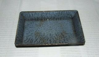 Rare Antique Gray Enamelware Pa 10 3/4 X 6 3/4 X 2 Inches Deep Baking Pan Look