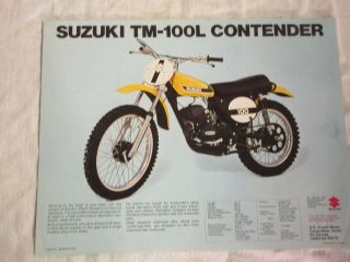 Vintage 1974 Suzuki Tm - 125l & Tm100l Color Dealer Handout