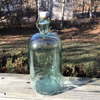 Antique Rare Bear Spring Water Bottle Virginia With K.  Hutter Porcelain Stopper