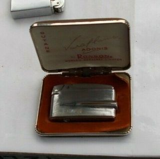 Rare Vintage Ronson Adonis Varaflame Cigarette Lighter & Case Look Nr